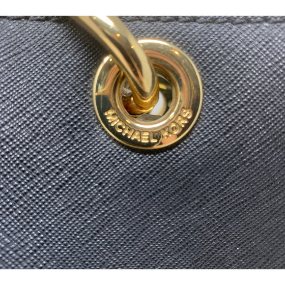 Michael Kors Cynthia Black Saffiano Leather Chain Handle Satchel Purse Bag - Picture 7 of 11